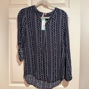 NWT. Brina & Em Navy Top Size S